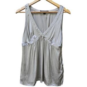Express Vtg Y2K Fairy Coquette Silk Satin Babydoll Tank Top S Silver Shimmery
